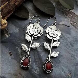 Vintage Handmade Flower Earrings Boho Dangle Dainty